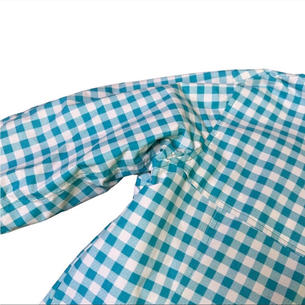 Columbia Teal and White Gingham Hooded Raincoat - Picture 3 of 9
